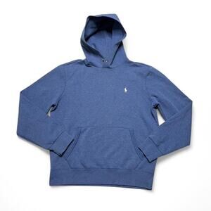 Y2K Polo Ralph Lauren Men's Pullover Hoodie Sweater size  Medium Blue Retro